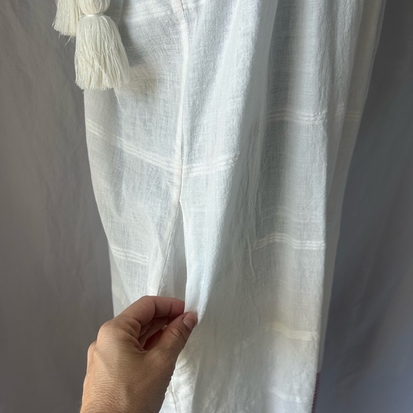 Ulla Johnson Adira Fringe-Hem Shoulder-Tie Coverup Dress Size XL Cotton handmade - Picture 9 of 13